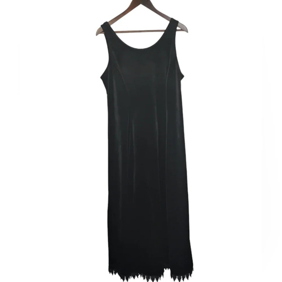 Coldwater Creek Velvet Maxi Dress Womens PM Black Lace Witchy Whimsigoth Fall - Picture 2 of 15